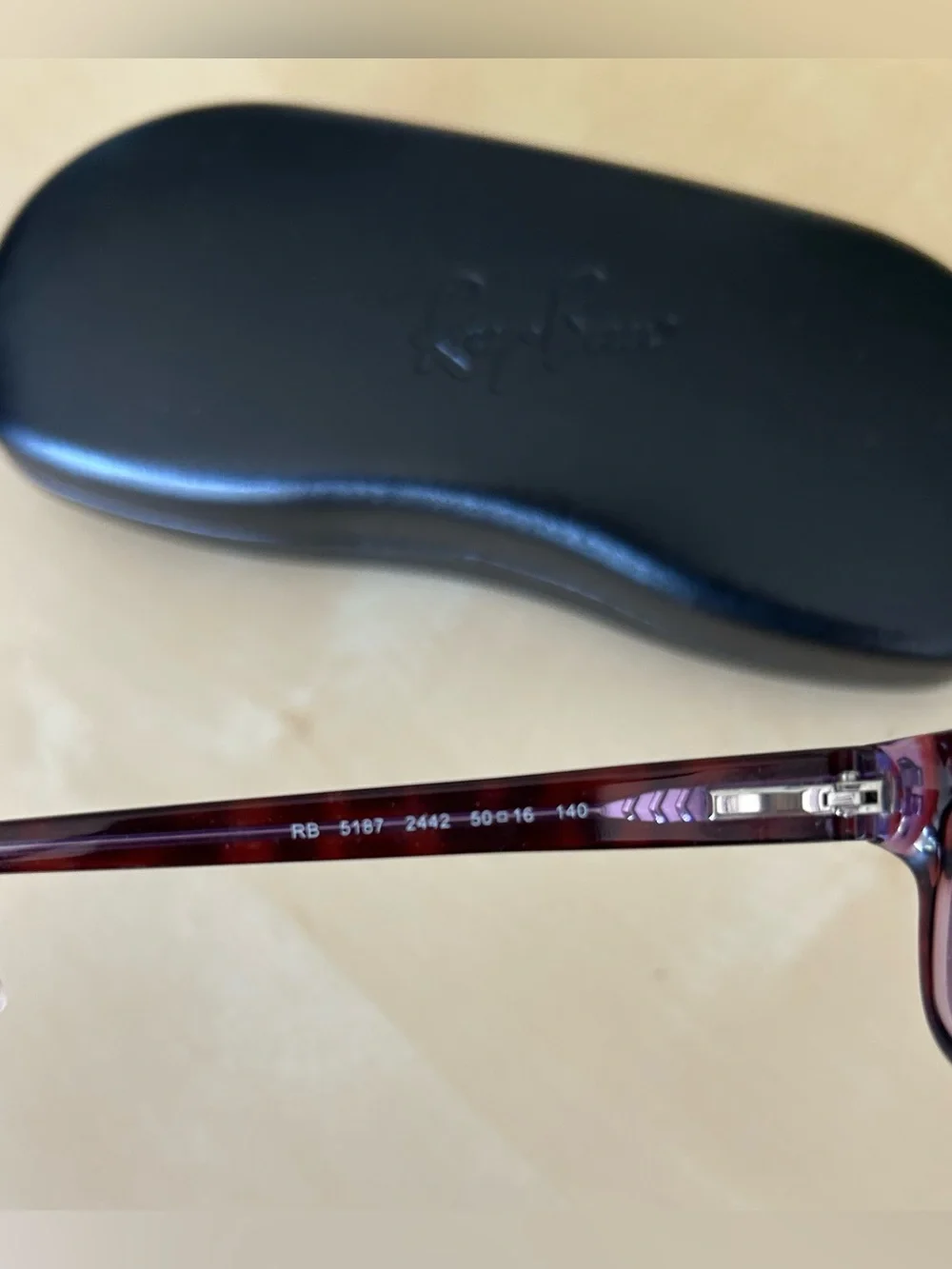 Ray-Ban RB5187 2442 Eyeglasses Frames Purple Tortoise Rectangular 50-16-140